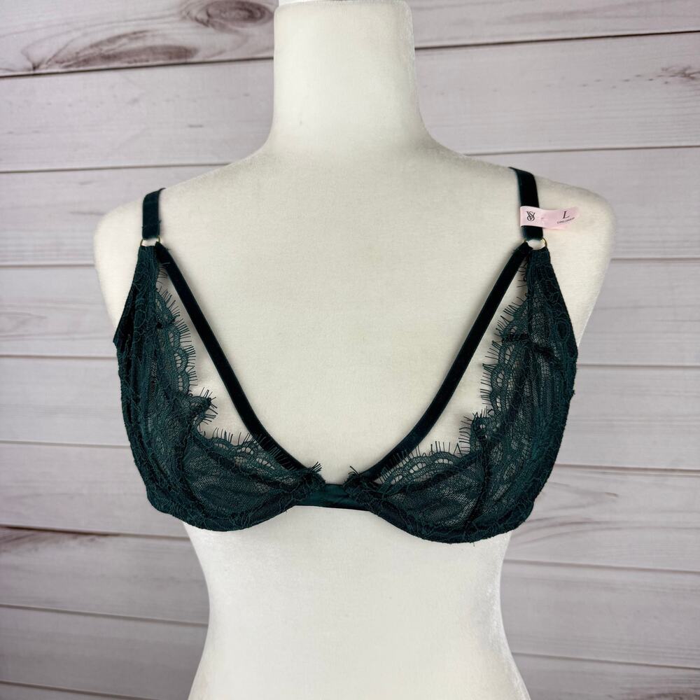 Women's Victoria's Secret Open Cut Lace Demi Bra in Teal Large